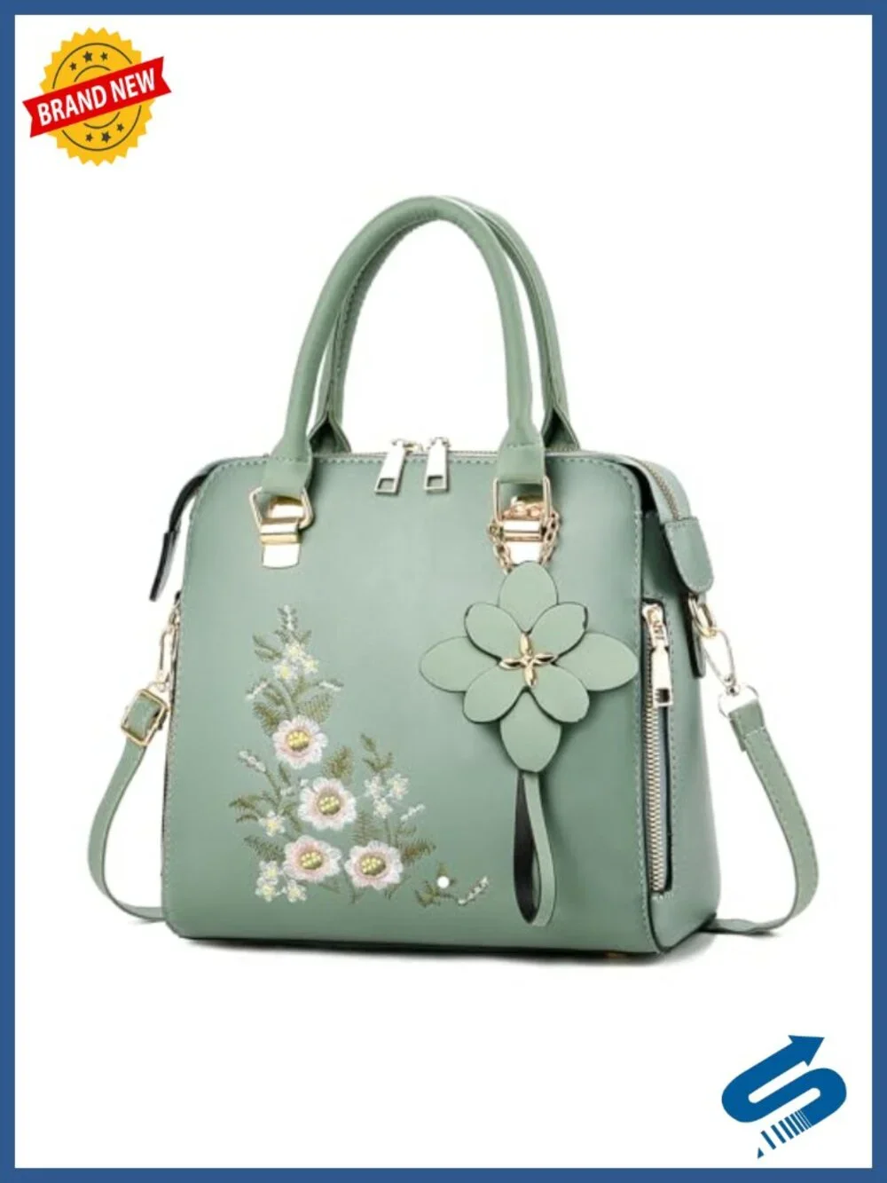 Embroidered Satchel Top Handle Purses Lightweight Totes Crossbody Shoulderbag